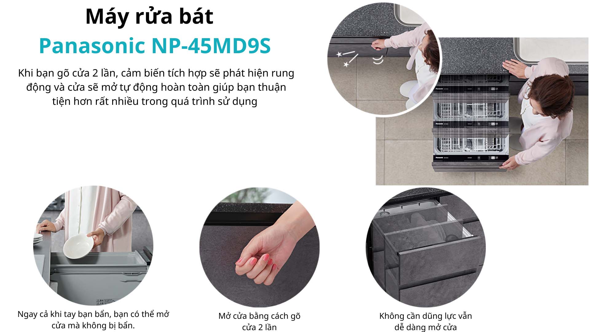 Máy rửa bát âm tủ NP-45MD9S Panasonic cửa mở tự động May-rua-bat-am-tu-Panasonic-NP-45MD9S