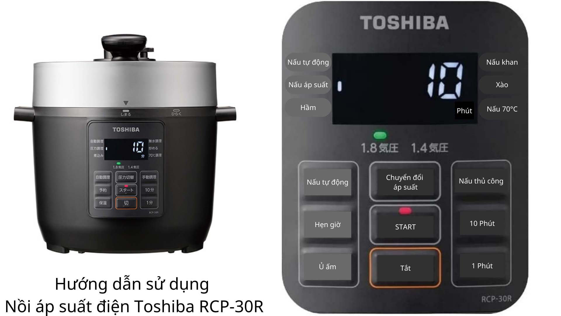 Nồi áp suất điện Nhật nội địa Toshiba RCP-30R -